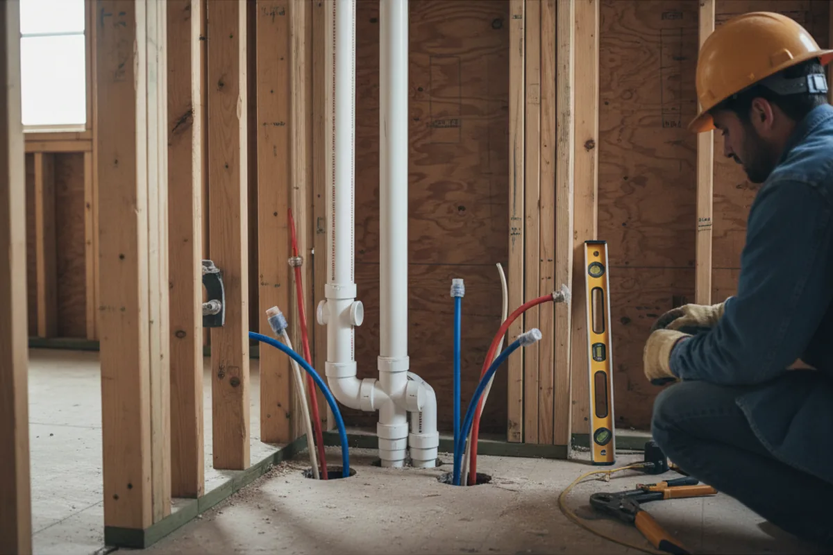 Drain and supply rough-in during Garbage Disposal Repair in New Harmony