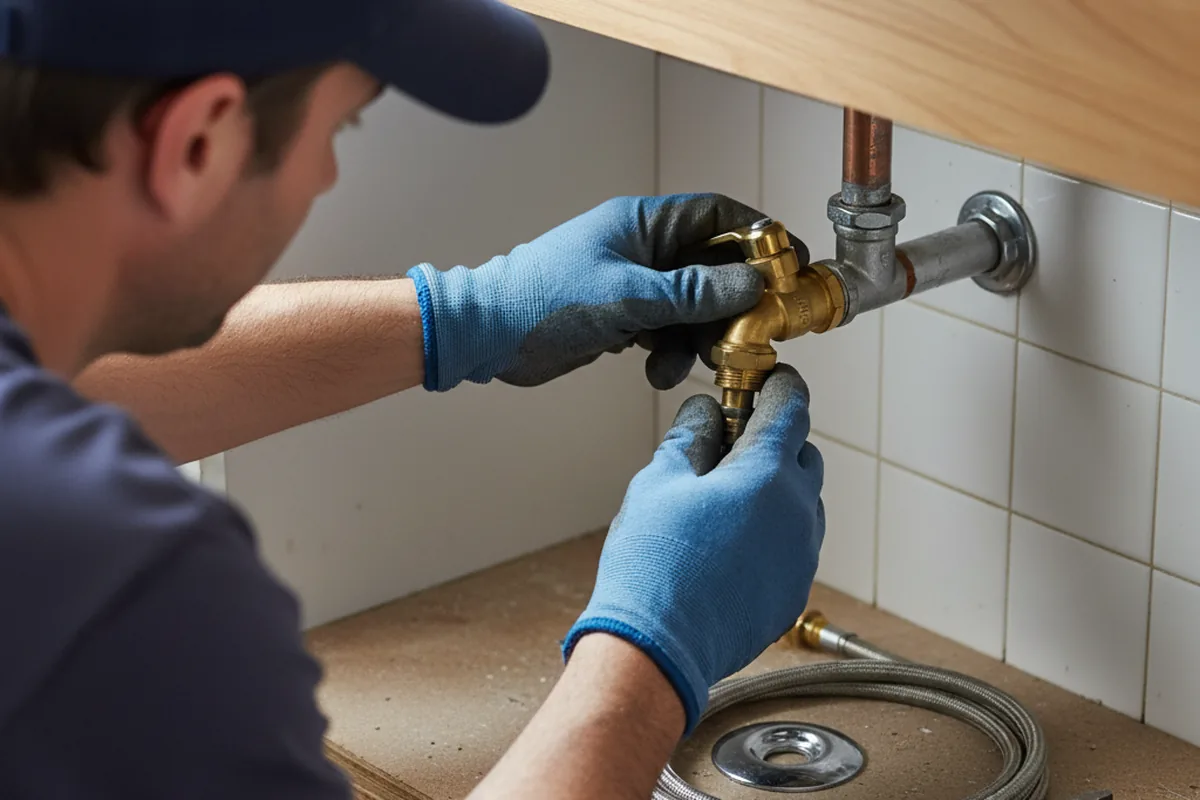 Shutoff valve and fitting work during Emergency Plumbing in New Harmony